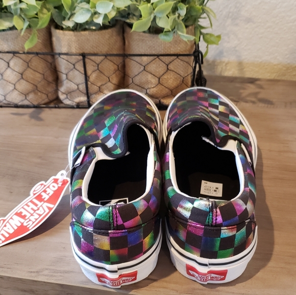 Vans Iridescent Slip-On Check Rainbow Shoes - Picture 6 of 10